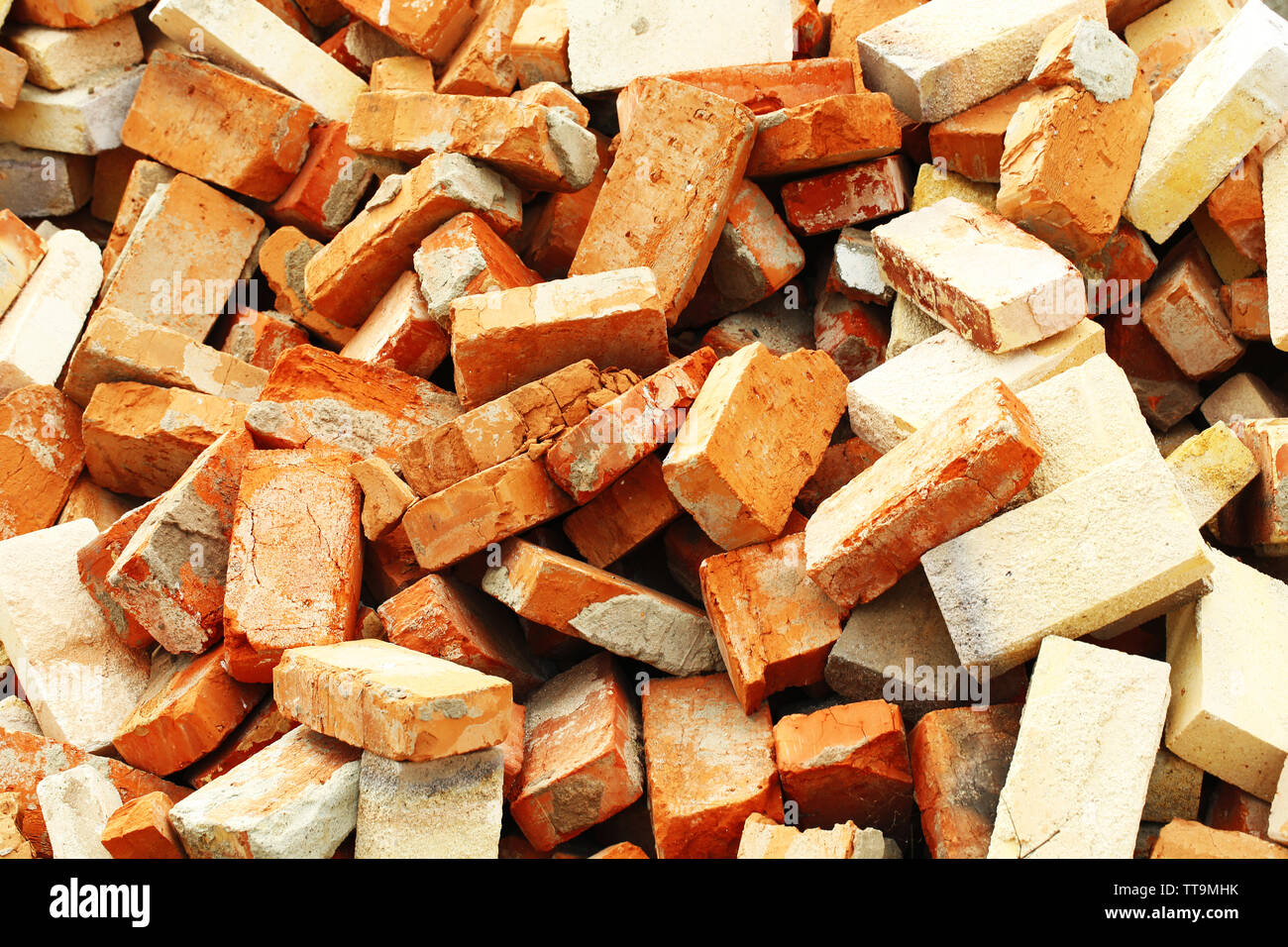 Bricks pile background Stock Photo