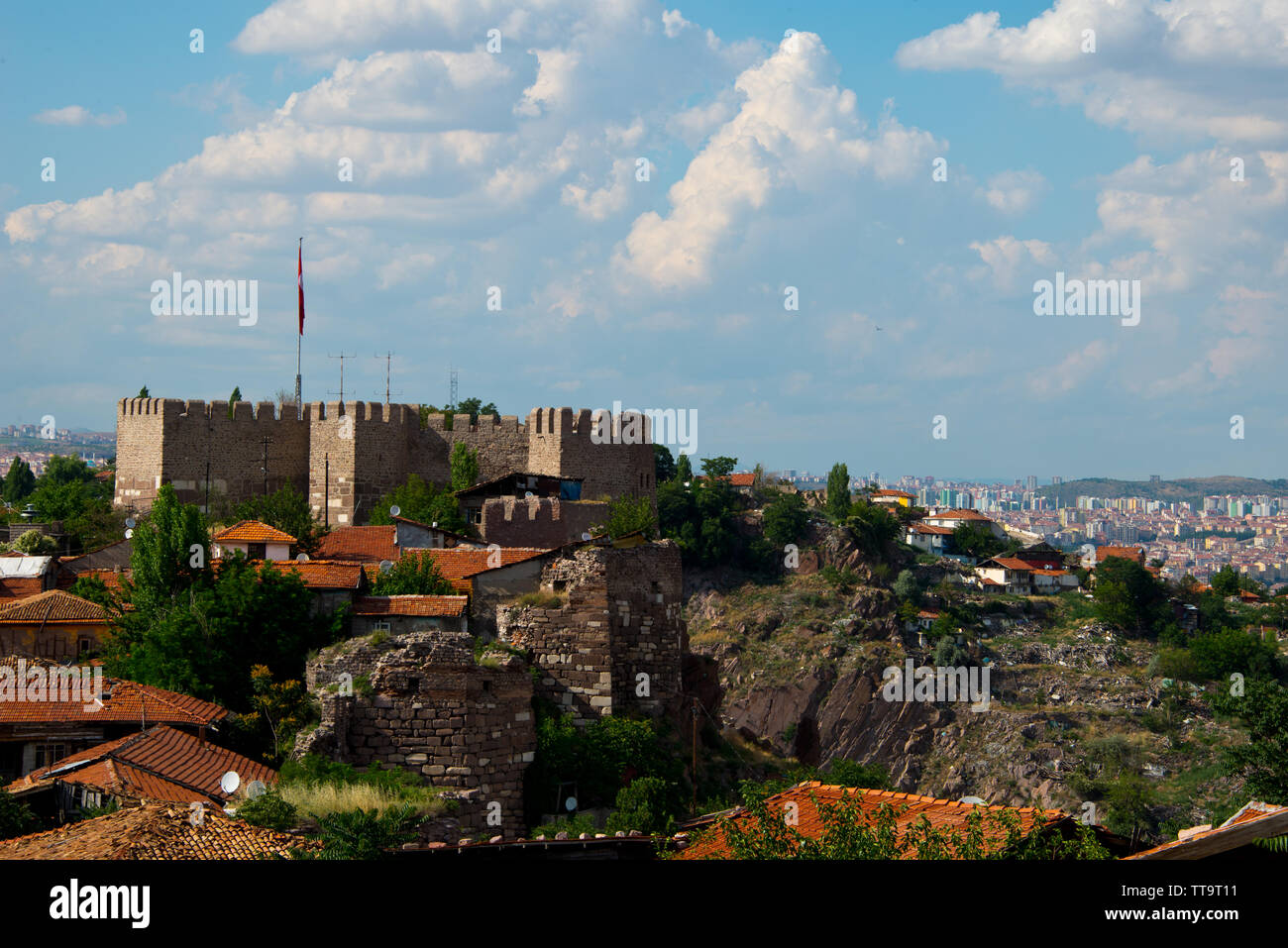 cityscape of turkish capital ankara, seen from ancient ankara castle ...