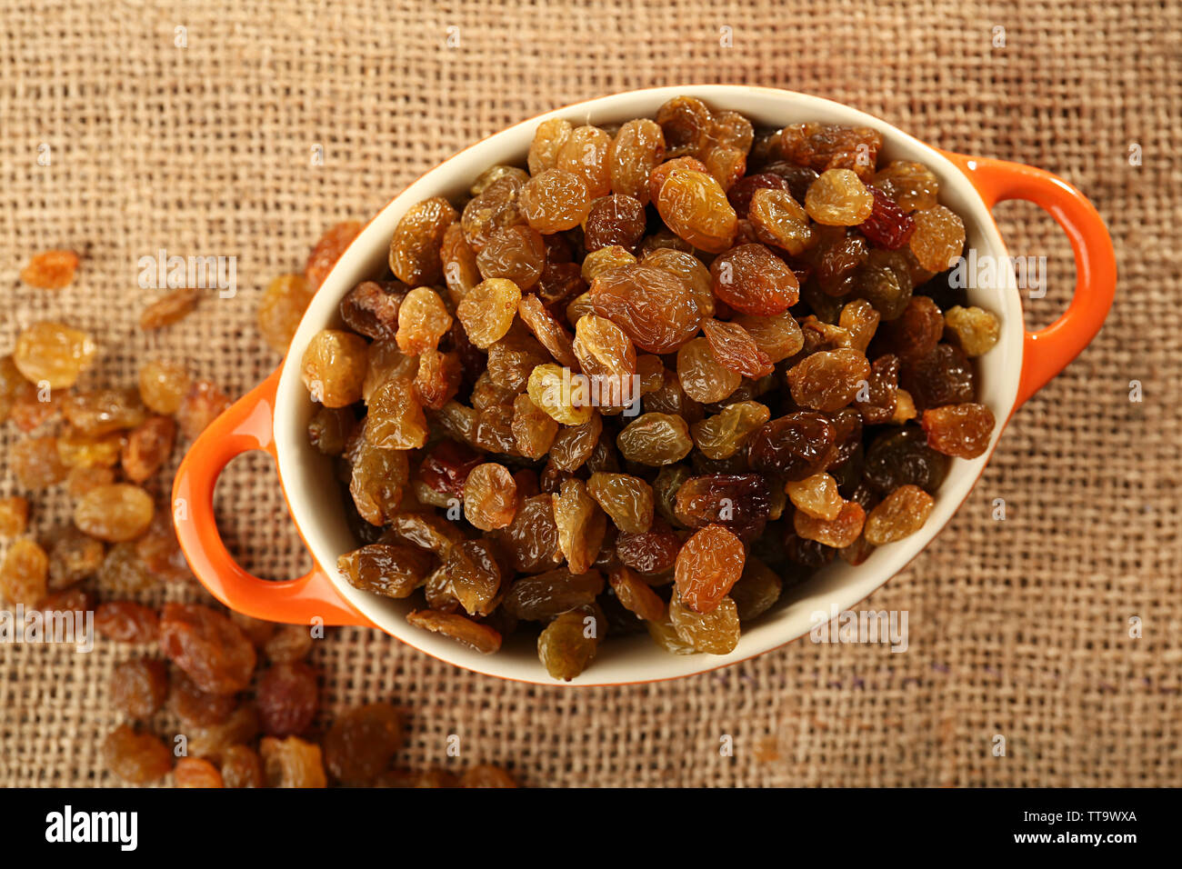Wrapper Raisins Golden raisins in burlap hi-res stock photography and images - Alamy