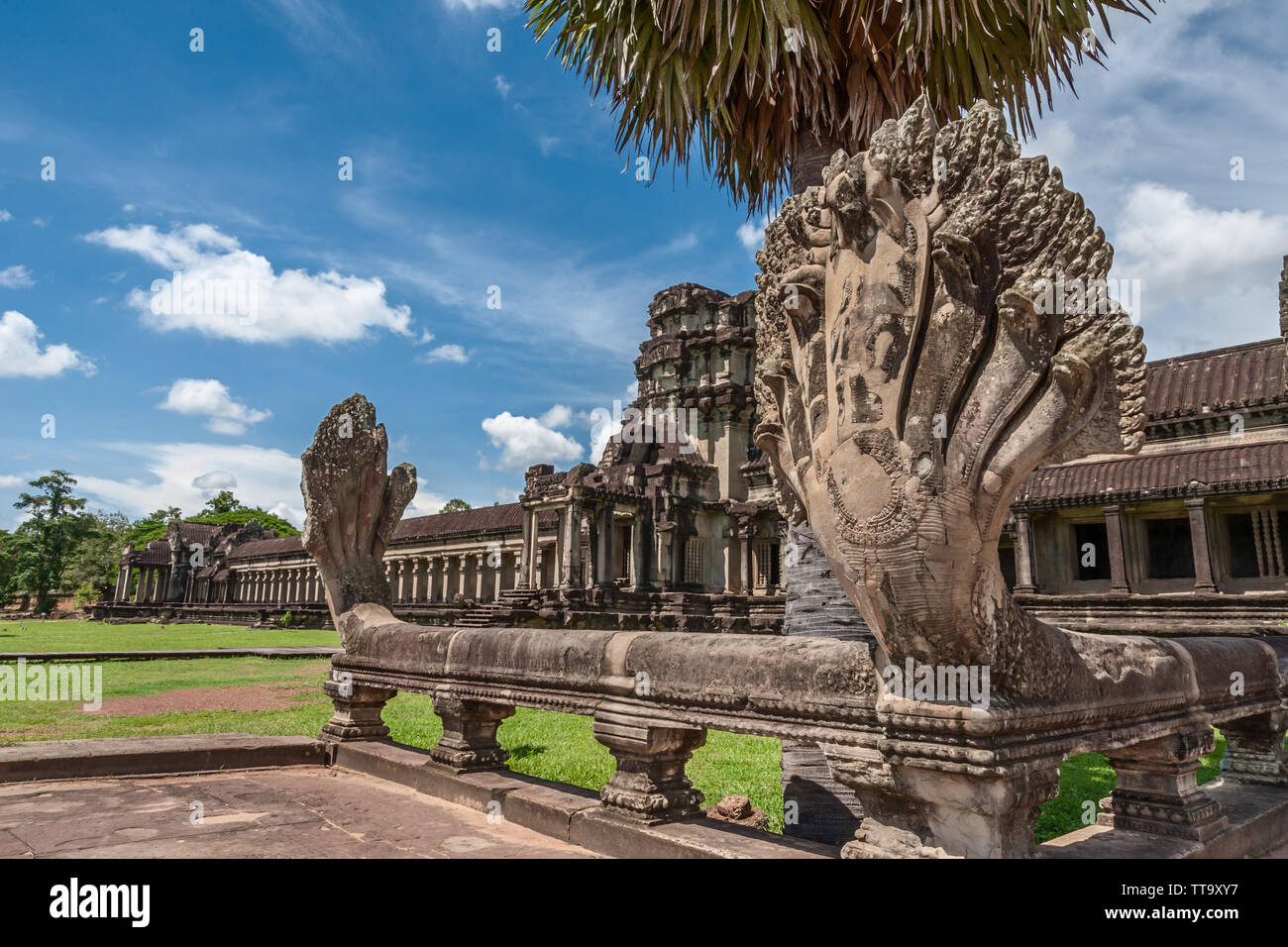 A naga railing at the West Gopura (front gate) of Angkor Wat, Cambodia ...