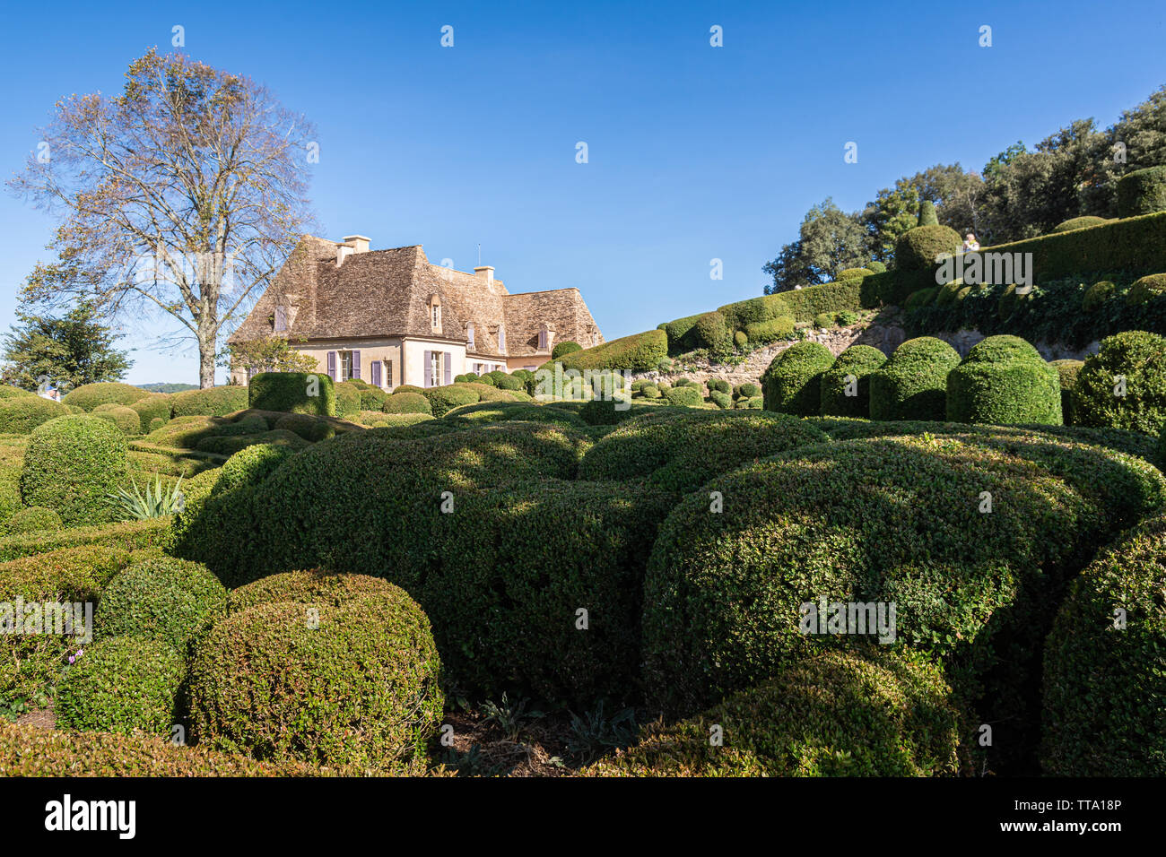 Gardens of the Chateau de Marqueyssac in the historic Perigord region of France Stock Photo