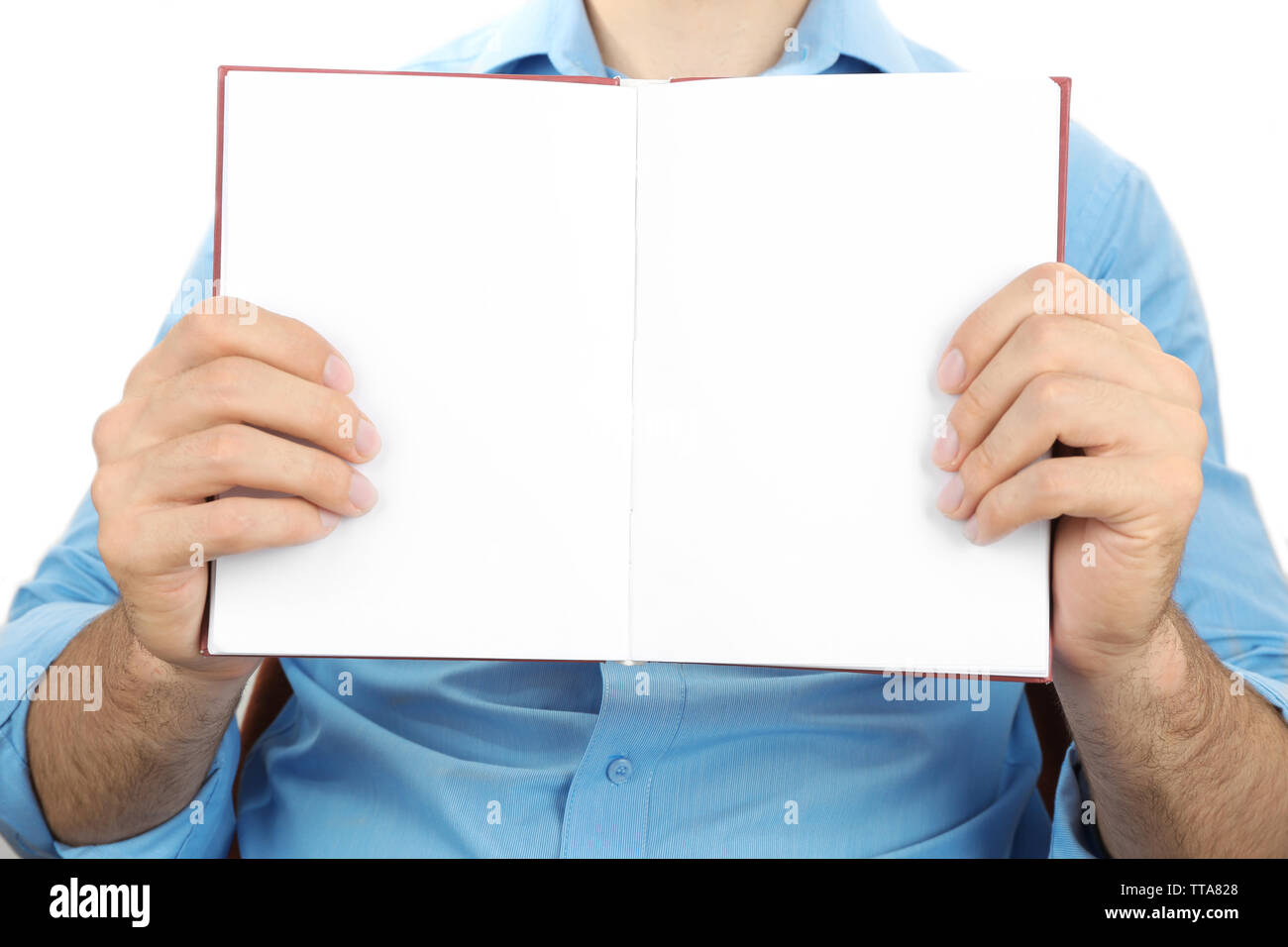 Man holding book close up Stock Photo