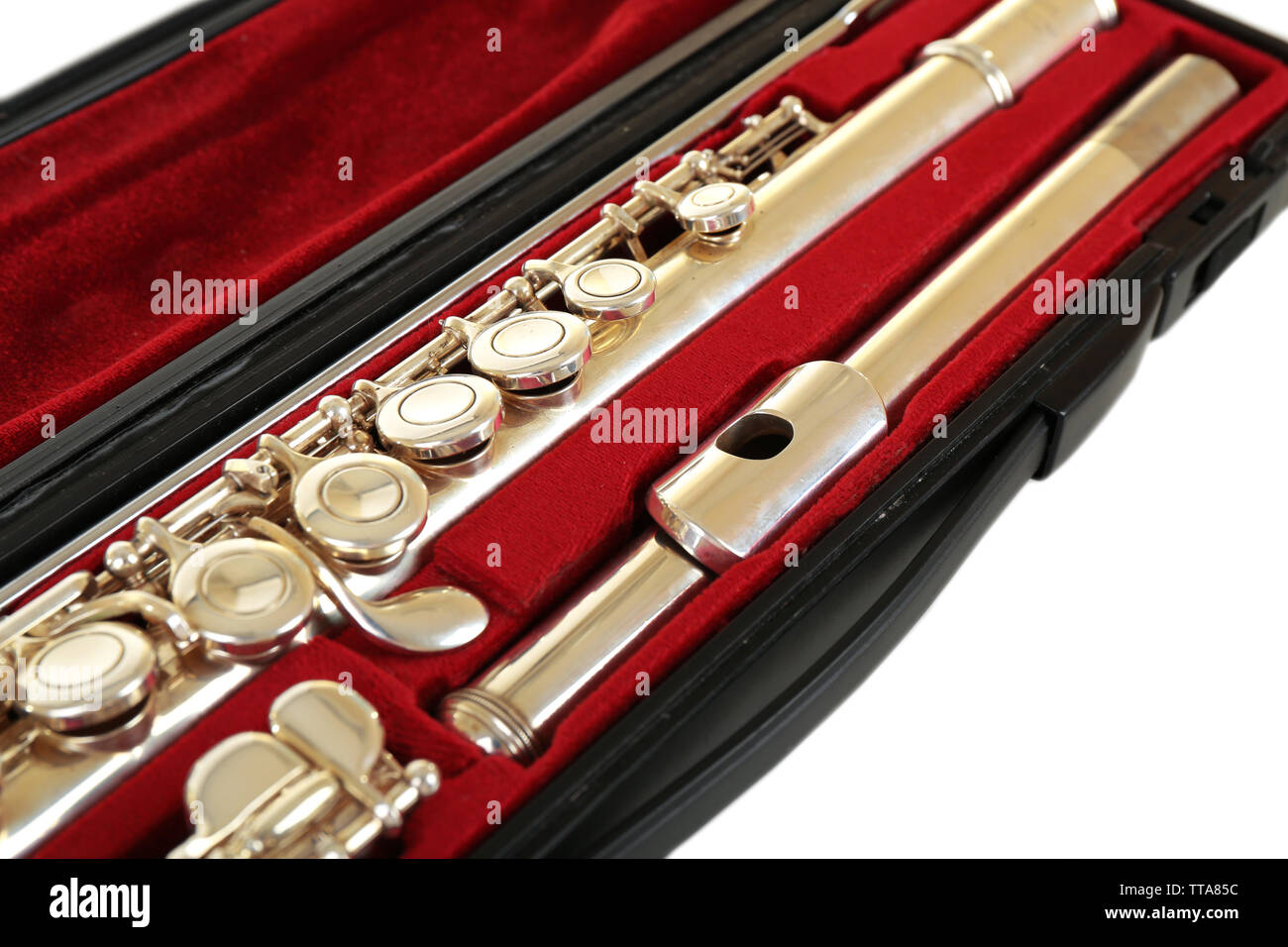 Flute in case close up Stock Photo Alamy