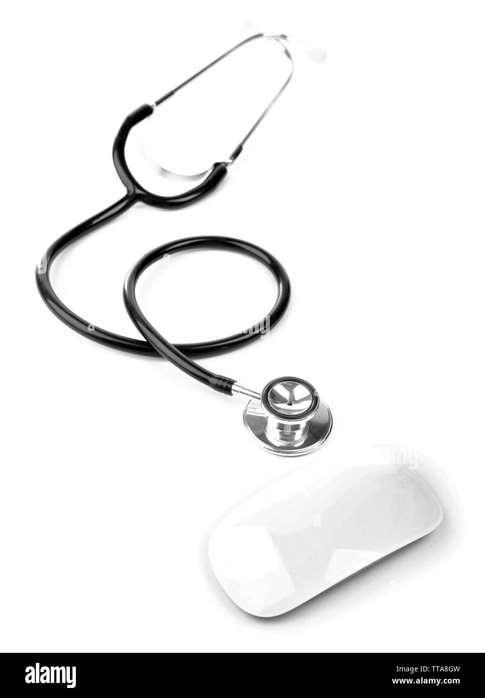Medical stethoscope with computer mouse isolated on white Stock Photo Alamy