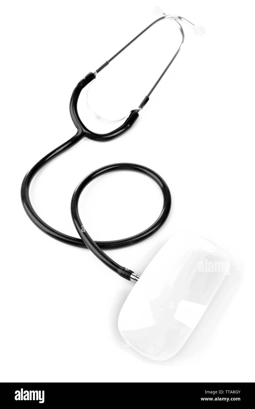 Medical stethoscope with computer mouse isolated on white Stock Photo Alamy