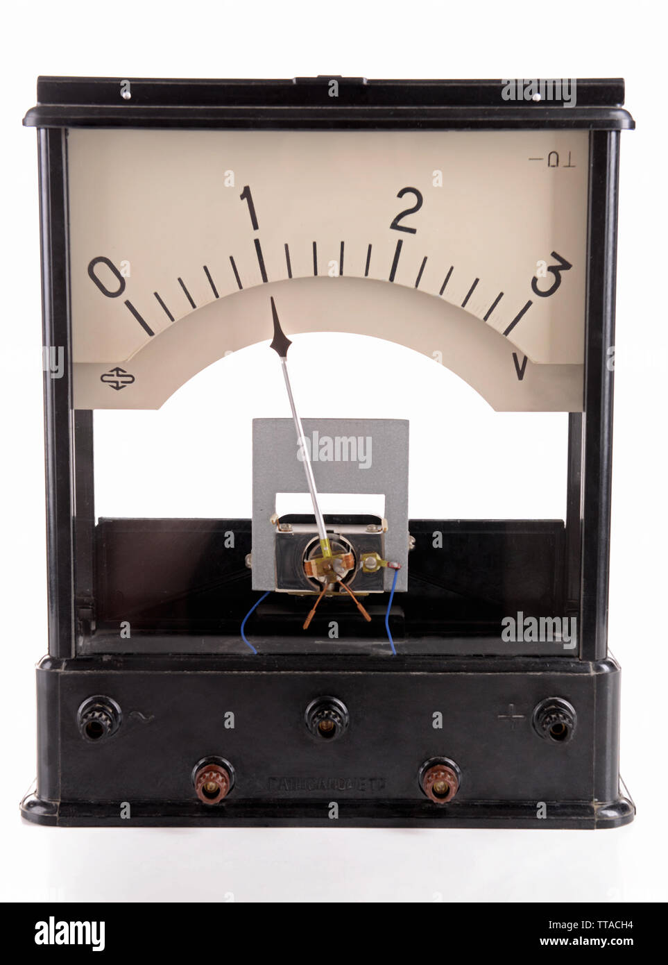 Vintage voltmeter isolated on white Stock Photo