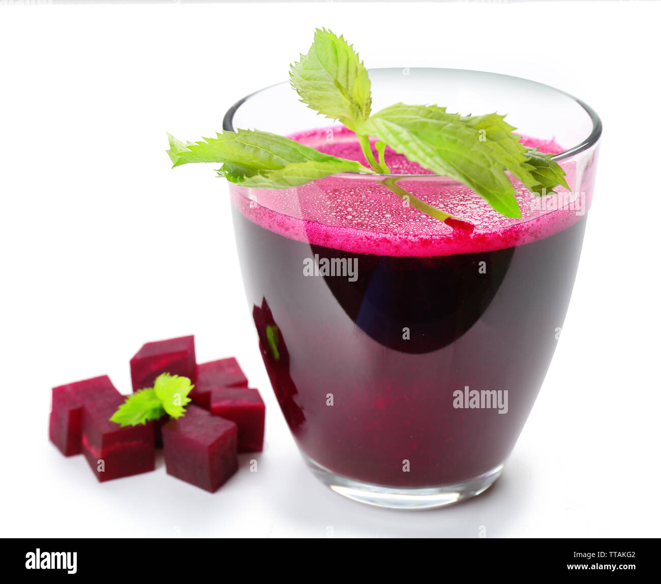 Fresh beet juice isolated on white Stock Photo