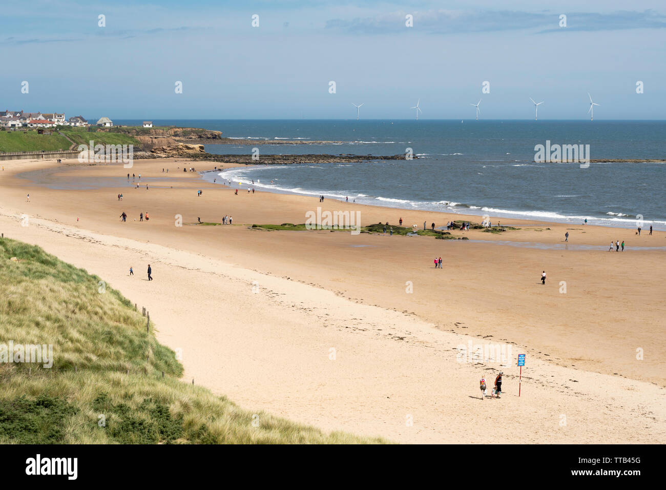 View north along Longsands beach in Tynemouth looking towards