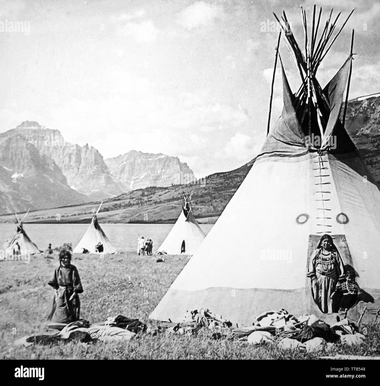 Blackfeet Indians, Glacier National Park, Montana, USA Stock Photo