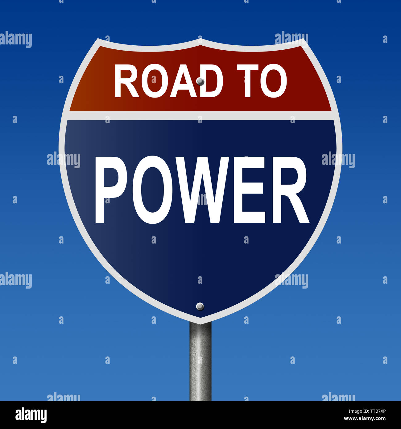 State Power Sign Road to Power Highway Sign Stock Photo - Alamy