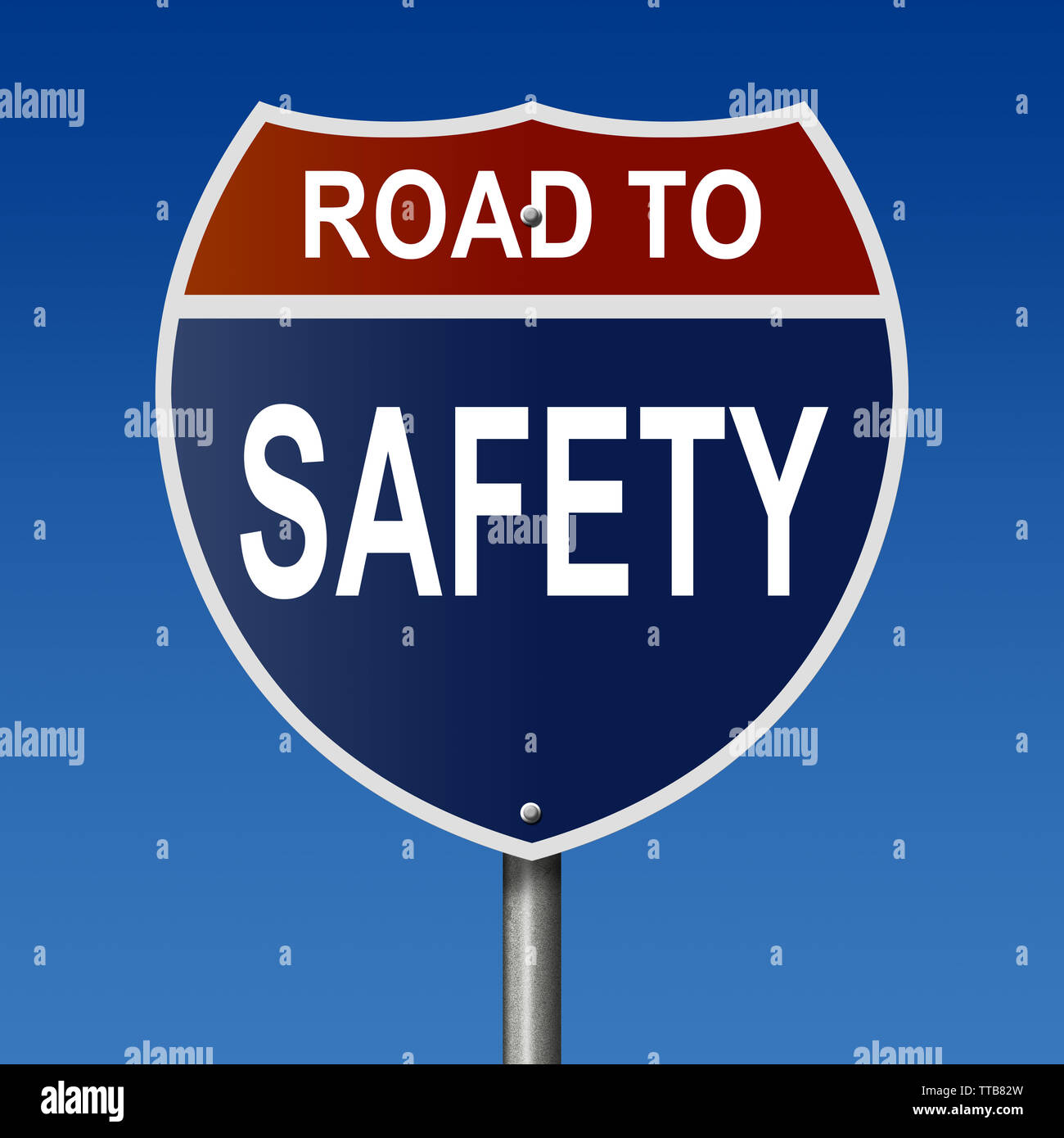 Road To Safety Highway Sign Stock Photo Alamy Road To Safety Highway Sign Stock Photo Alamy