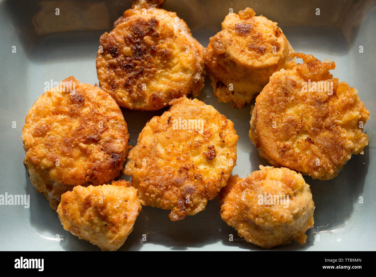 Slices Of Boiled Cod Roe That Have Been Dipped In Egg And Then Flour And Breadcrumbs And Fried In Butter The Cod Gadus Morhua Was Caught In The No Stock Photo