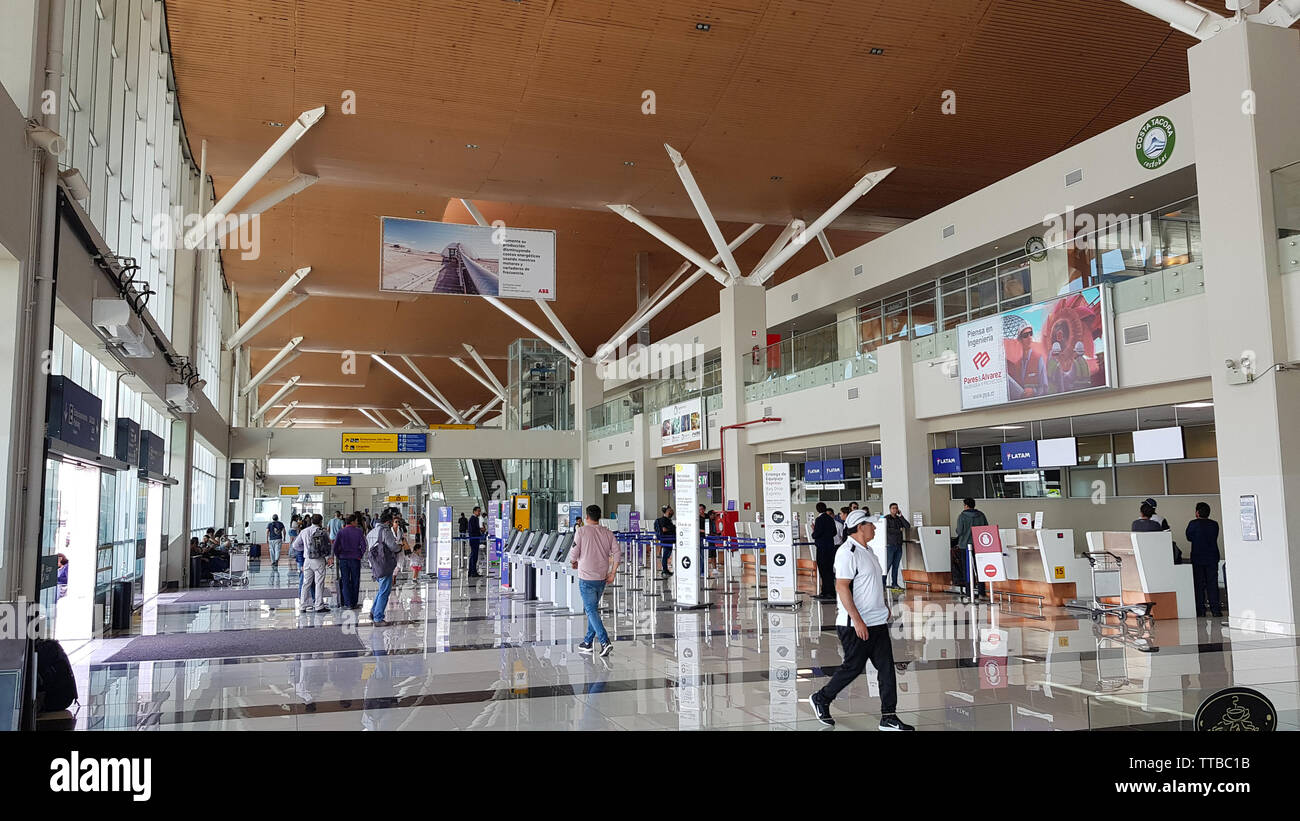 Calama, Chile February, 2019. The interior of the terminal of the