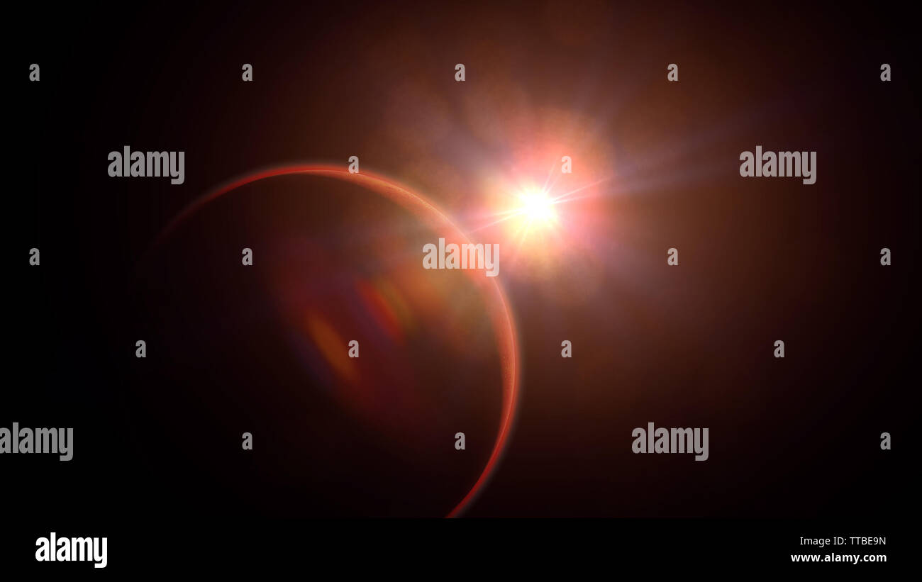planet Mars, sunrise over the red planet (3d space render, elements of ...