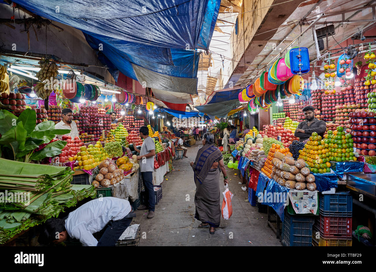 Devaraja fruit and vegetable market, Mysore,  Karnataka, India Stock Photo