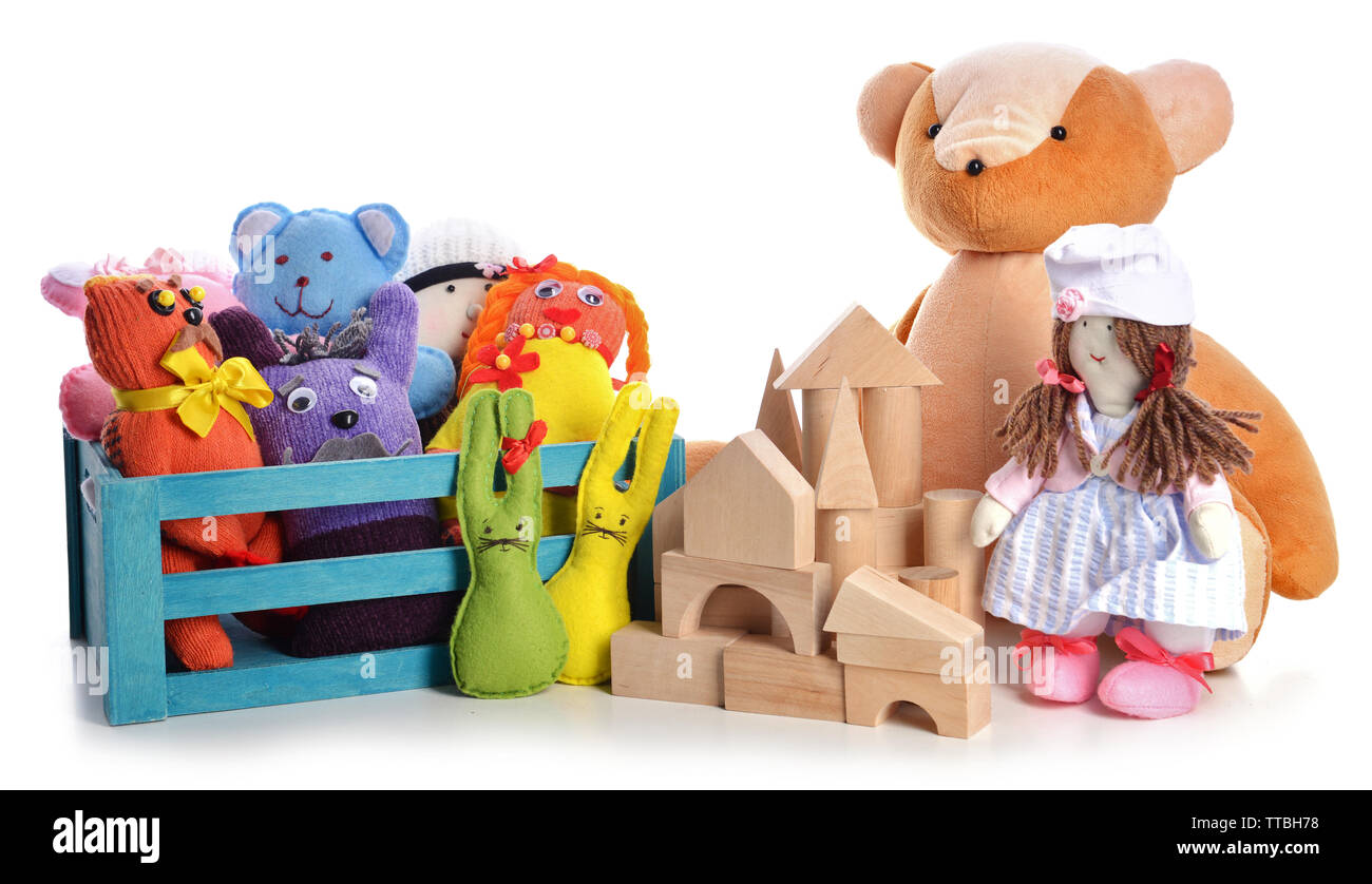 Pile of toys isolated on white Stock Photo - Alamy
