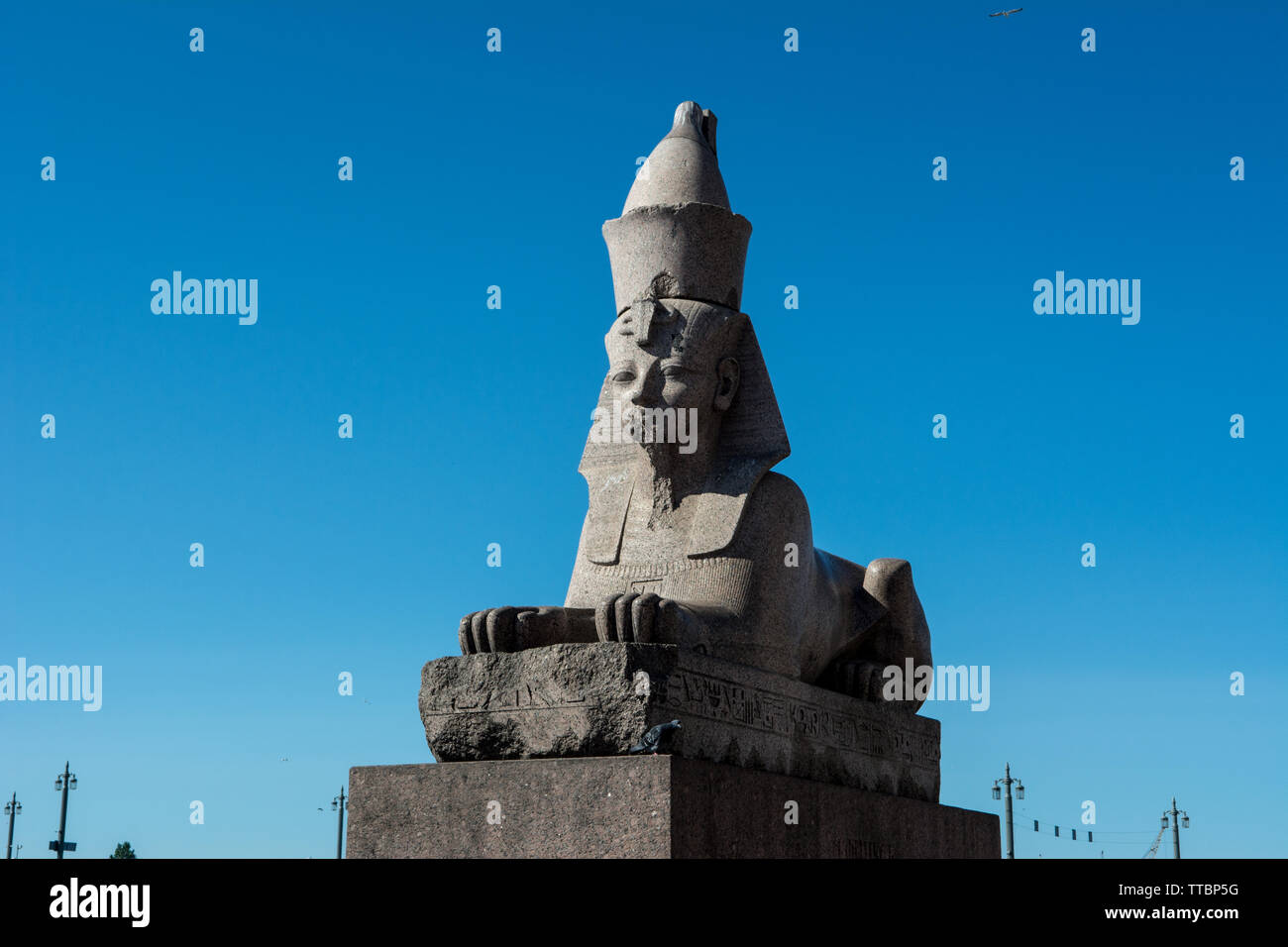Quay with Sphinxes Saint Petersburg Russia Stock Photo