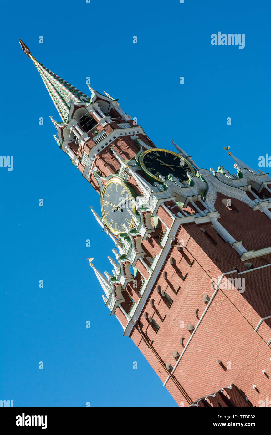 Spasskaya Tower The Kremlin Red Square Moscow Russia Stock Photo