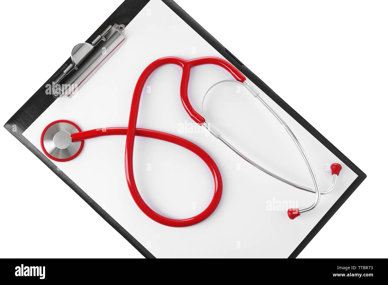 Medical stethoscope with clipboard isolated on white Stock Photo - Alamy