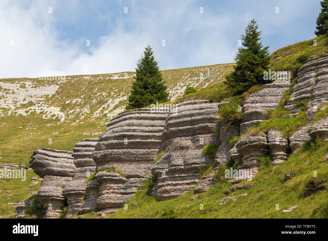 "Città di Roccia", geological features. Asiago mountain plateau.