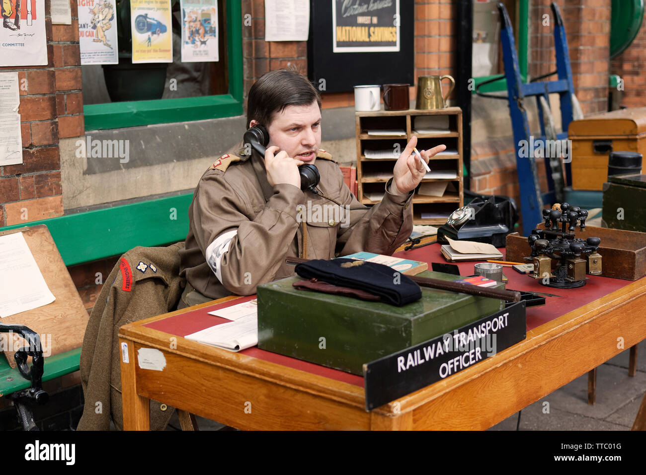 Reenactor dressed as a Railway Transport Officer from World War Two Stock Photo