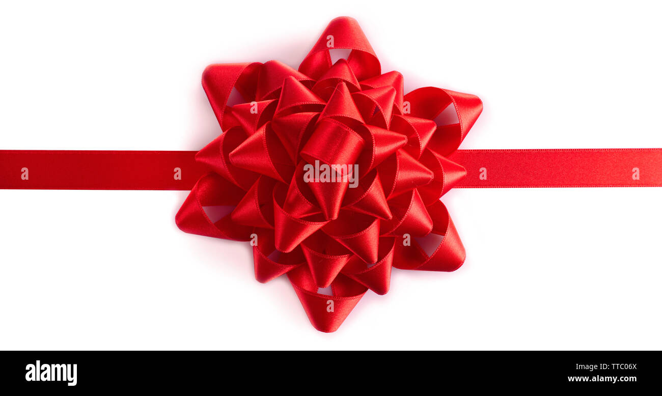 Red bow with ribbon isolated on white background Stock Photo - Alamy