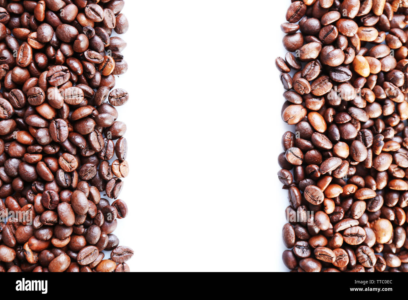 Coffee beans frame on white background Stock Photo