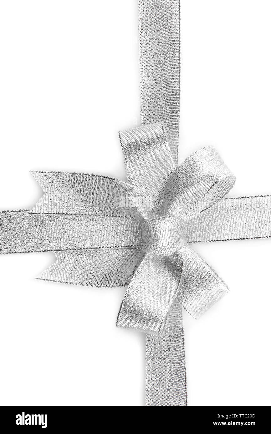 Satin ribbon bow isolated on white Stock Photo - Alamy