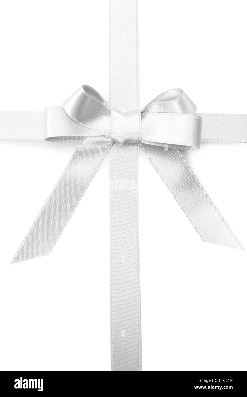 Satin ribbon bow isolated on white Stock Photo - Alamy