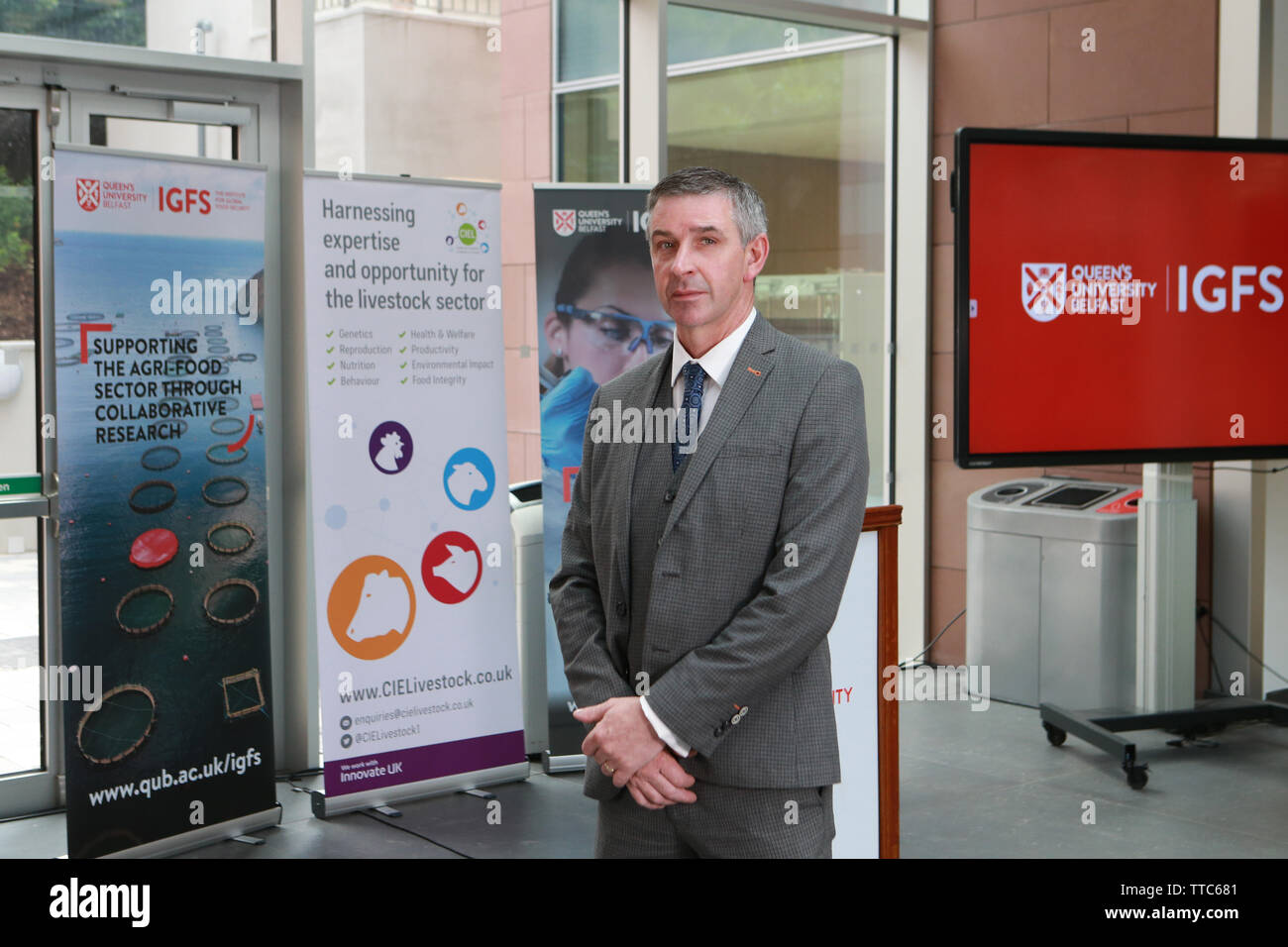 Senator Ian Marshall of the Irish Parliament otherwise known as The Oireachtas is also a Business Development Manager at Queen's University Belfast Institute for Global Food Security and a farmer in County Armagh, Northern Ireland. 14 June 2019 - Photo/Paul McErlane Stock Photo