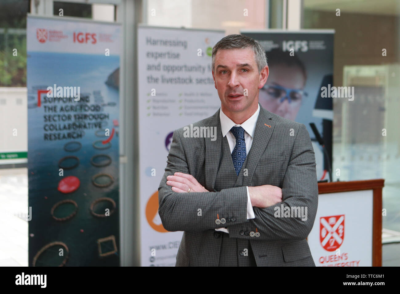 Senator Ian Marshall of the Irish Parliament otherwise known as The Oireachtas is also a Business Development Manager at Queen's University Belfast Institute for Global Food Security and a farmer in County Armagh, Northern Ireland. 14 June 2019 - Photo/Paul McErlane Stock Photo
