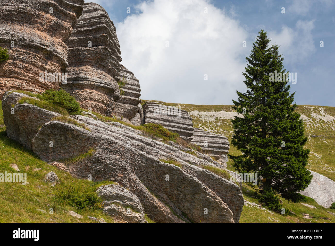 "Città di Roccia", geological features. Asiago mountain plateau.