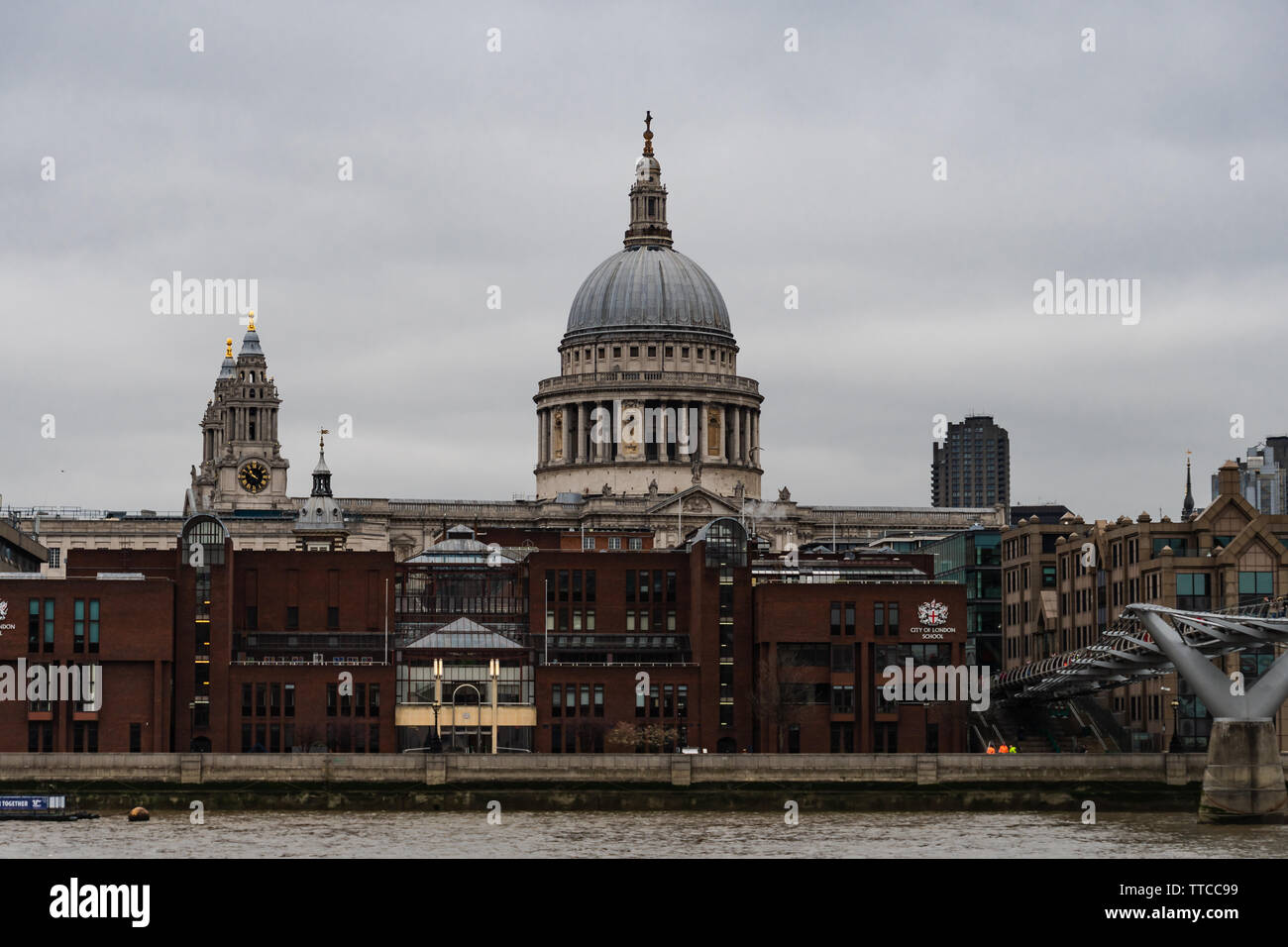 London - The Queen's Walk, South Bank - March 20, 2019 Stock Photo