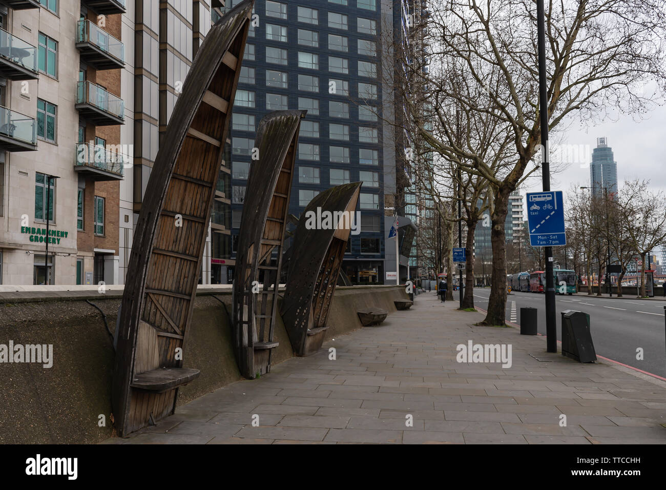 London - Albert Embankment, Lambeth - March 20, 2019 Stock Photo