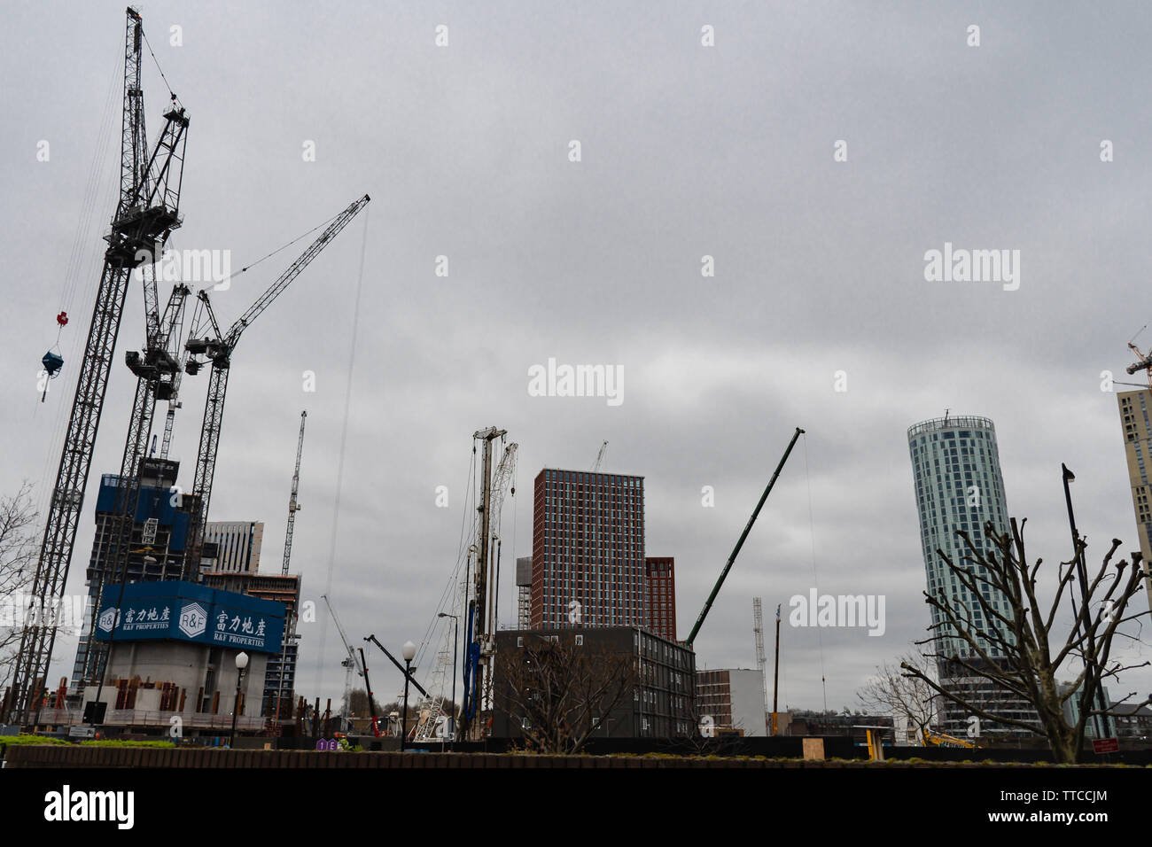 London - Nine Elms Pier, Battersea - March 20, 2019 Stock Photo