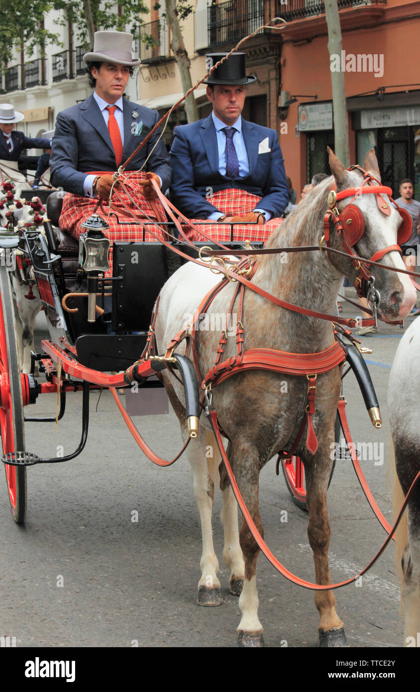 Spain, Andalusia, Seville, Feria, fair, festival, horse carriage