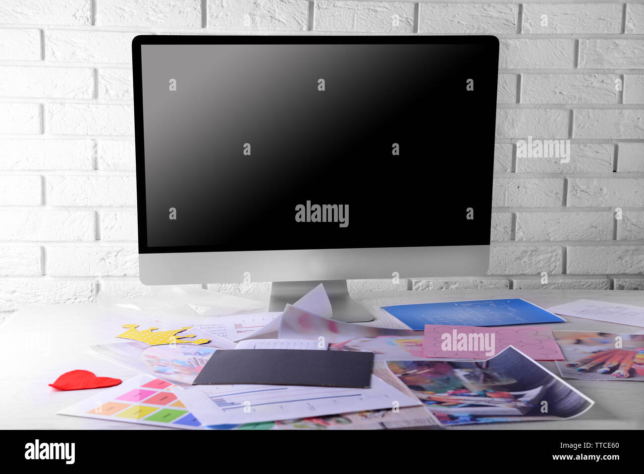 Workplace with computer on the table Stock Photo Alamy