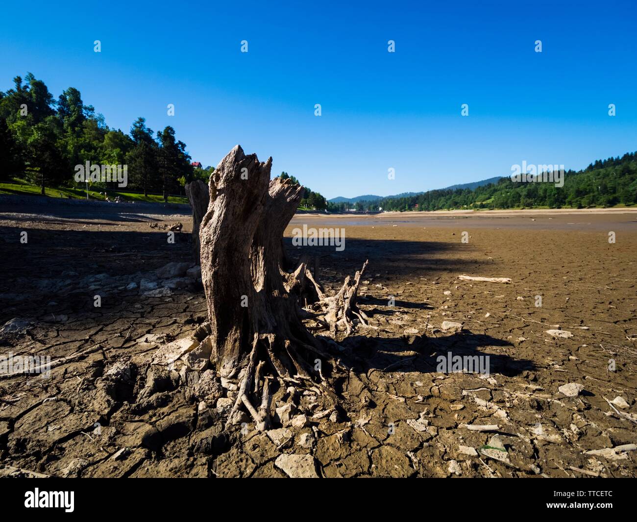 Dried lake-bed Bajer in Fuzine Croatia Spring 2019 Stock Photo