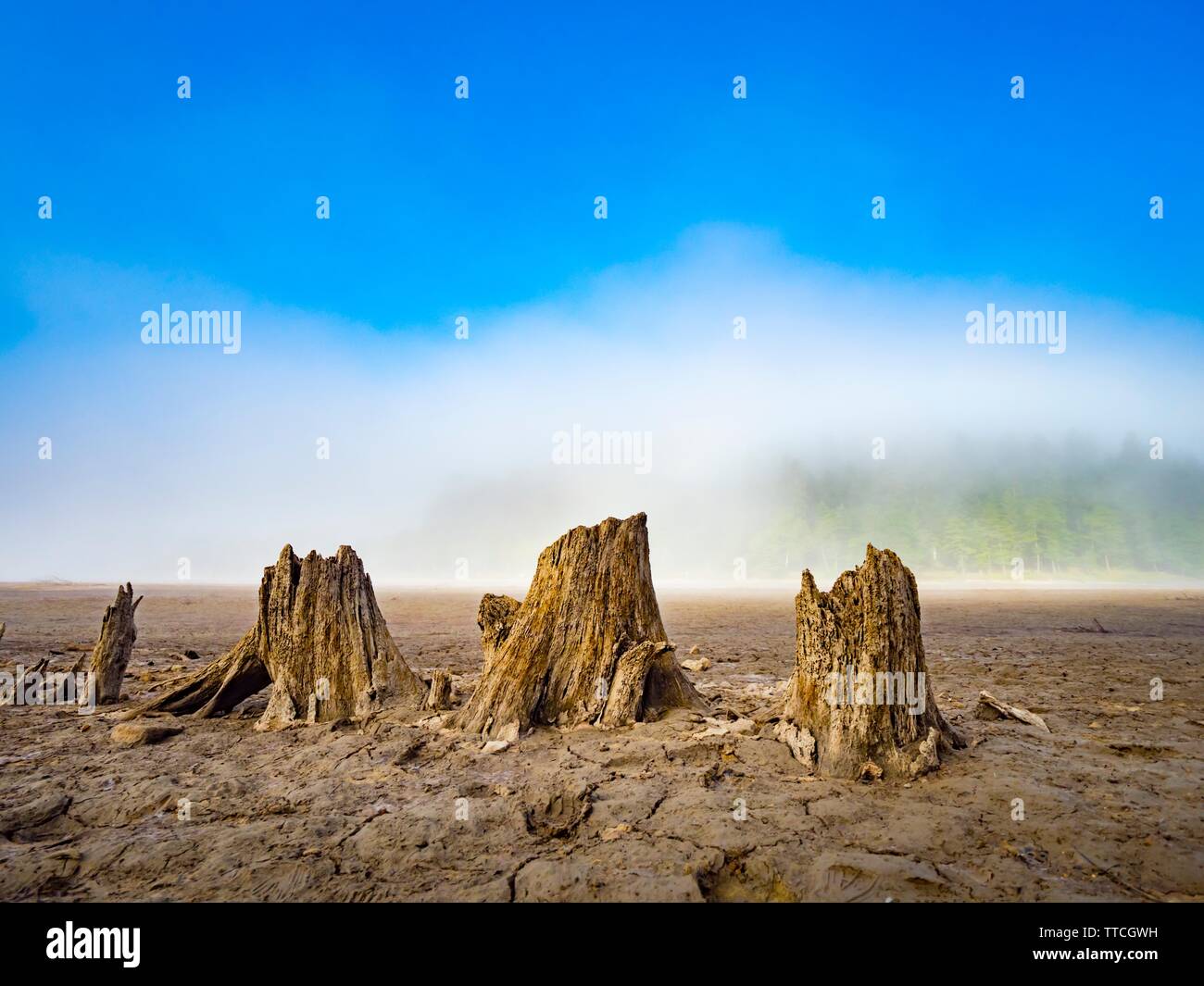 Dried lake-bed Bajer in Fuzine Croatia Spring 2019 Stock Photo