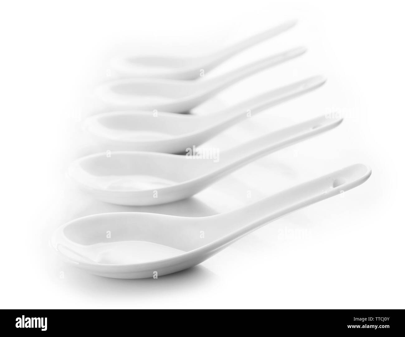 Japanese Soup Spoons, isolated on white Stock Photo Alamy