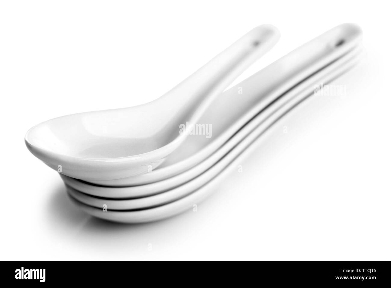Japanese Soup Spoons, isolated on white Stock Photo Alamy