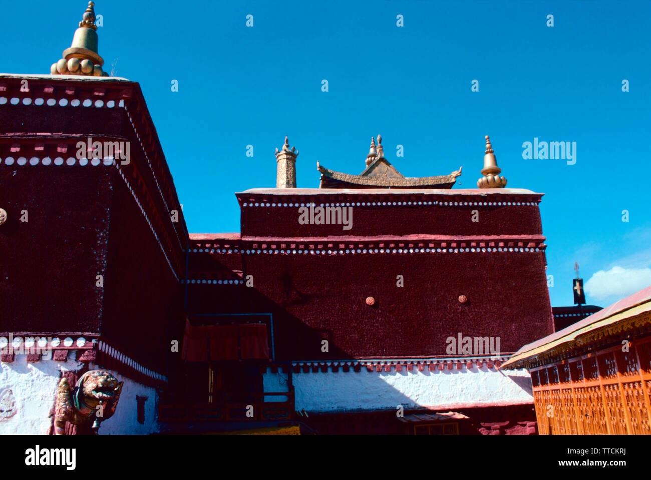 Roof of the Red Palace,Potala Palace,Lhasa,Tibet Stock Photo