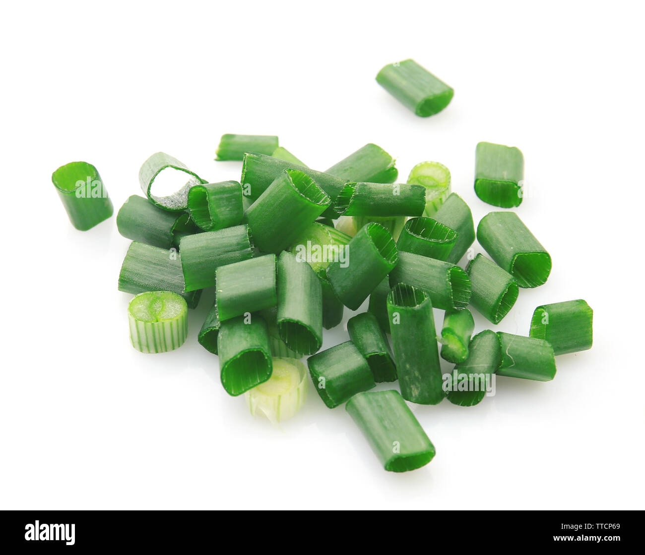 Fresh chopped green onion isolated on white background Stock Photo - Alamy