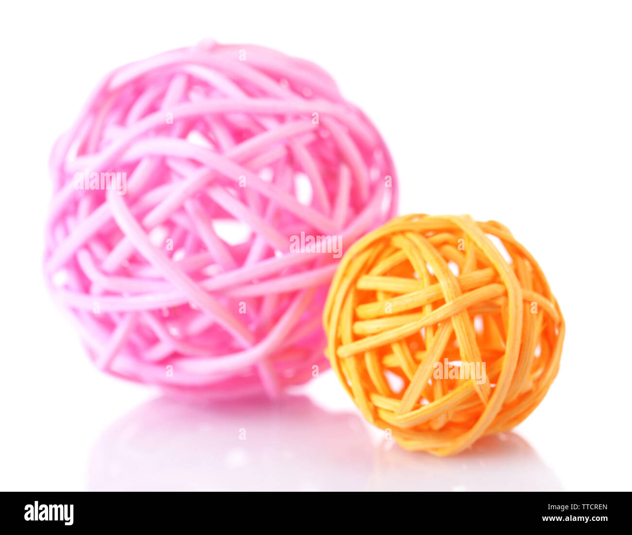 Decorative wicker balls, isolated on white Stock Photo Alamy