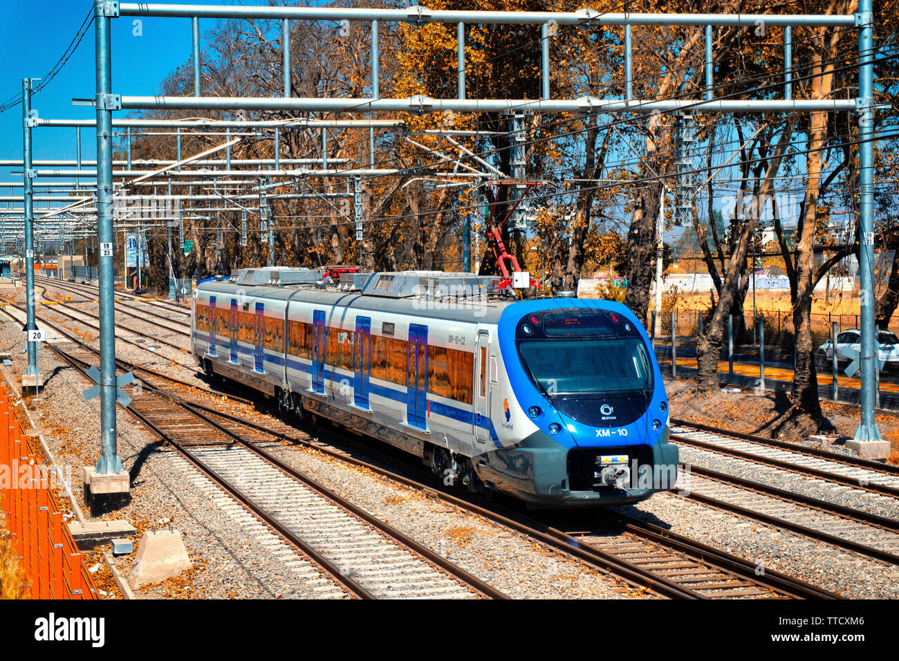 SANTIAGO, CHILE - MARCH 2017: Metrotren Nos train on the four track railway Stock Photo