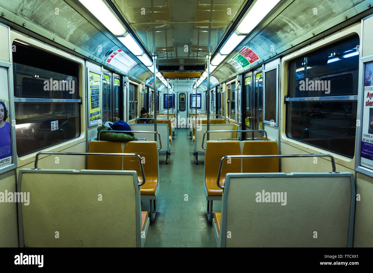 SANTIAGO, CHILE JUNE 2016 Interior of one of the oldest trains of