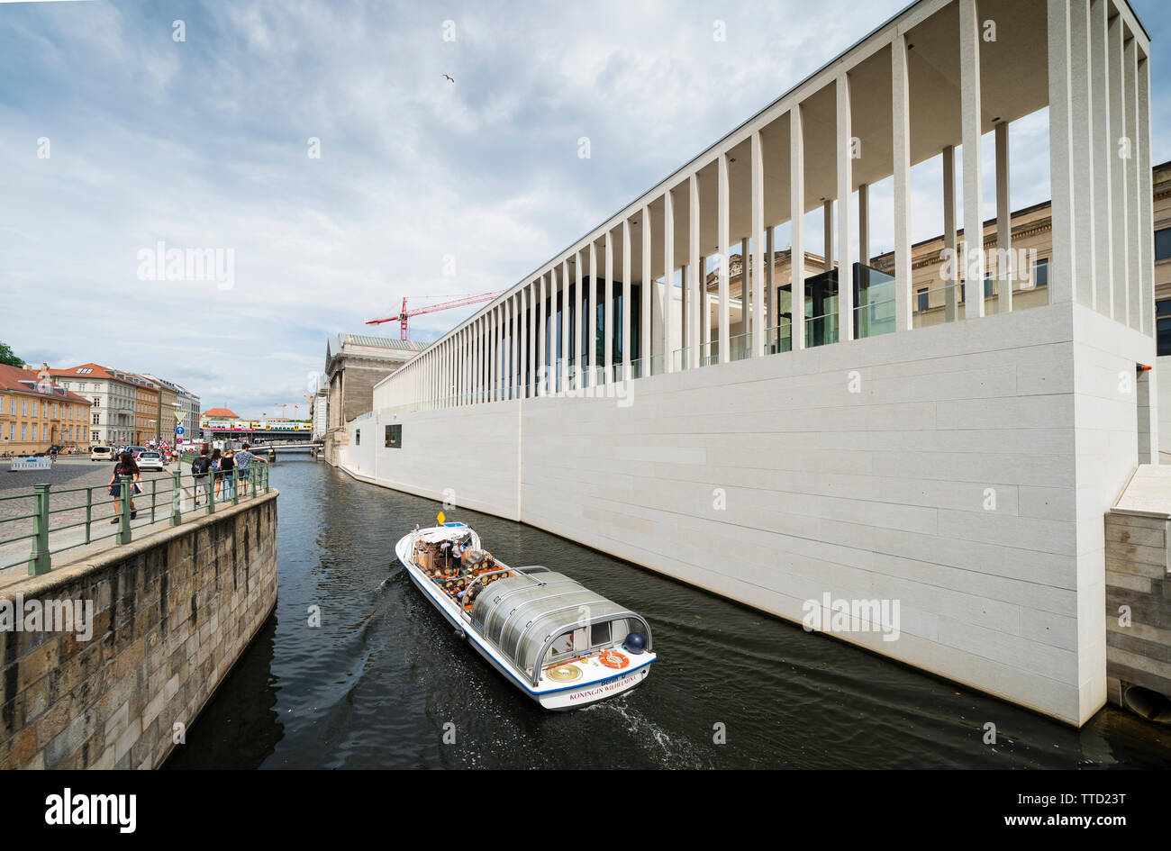 View of new James Simon Galerie at Museumsinsel in Berlin, Germany. The building will house centralised ticketing and visitor centre for the museum Stock Photo