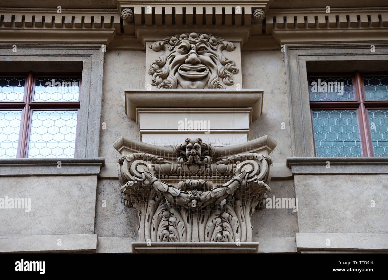 Baroque architectural detail of the Clementinum complex in Prague Stock Photo