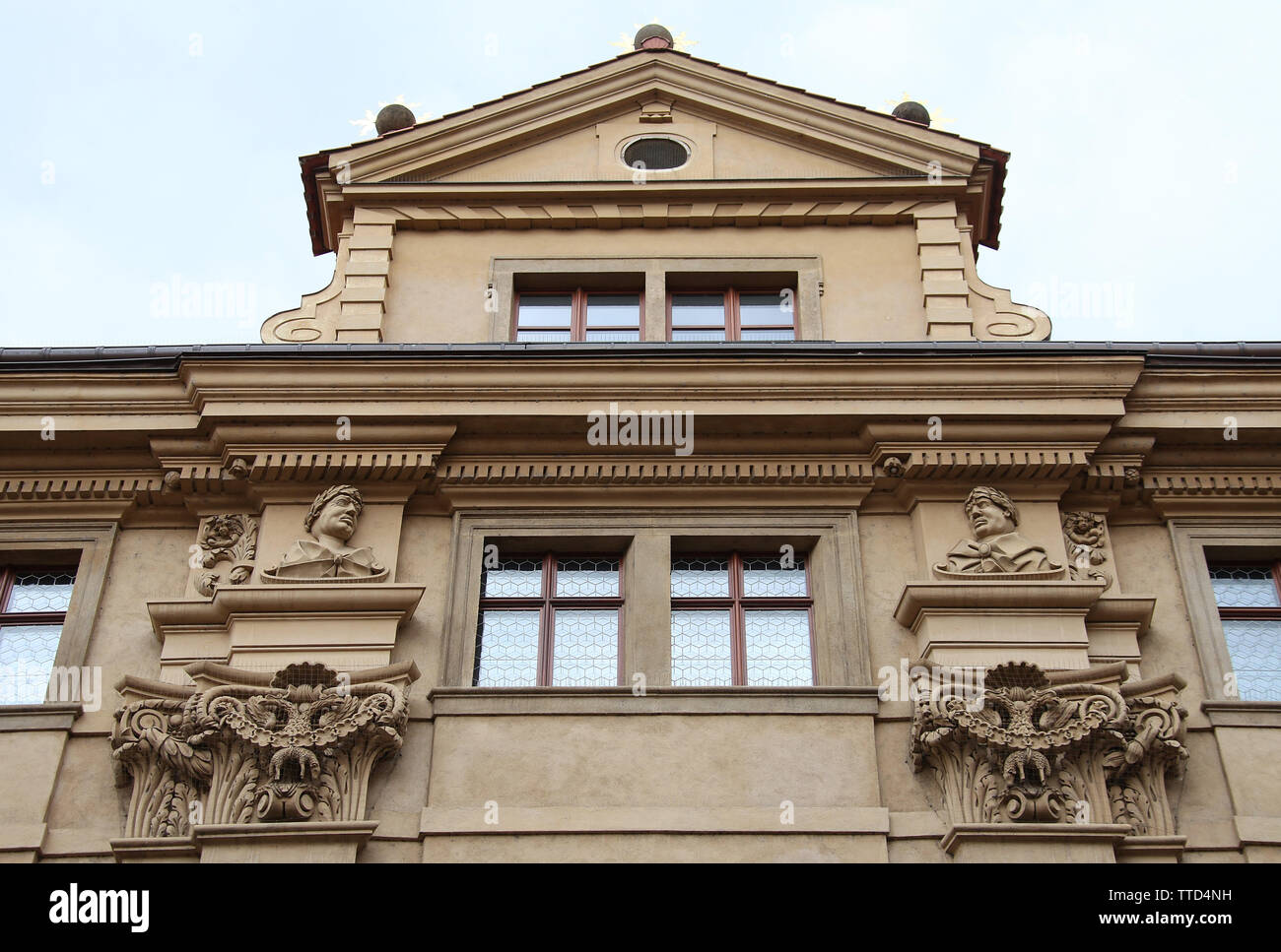 Baroque architectural detail of the Clementinum complex in Prague Stock Photo