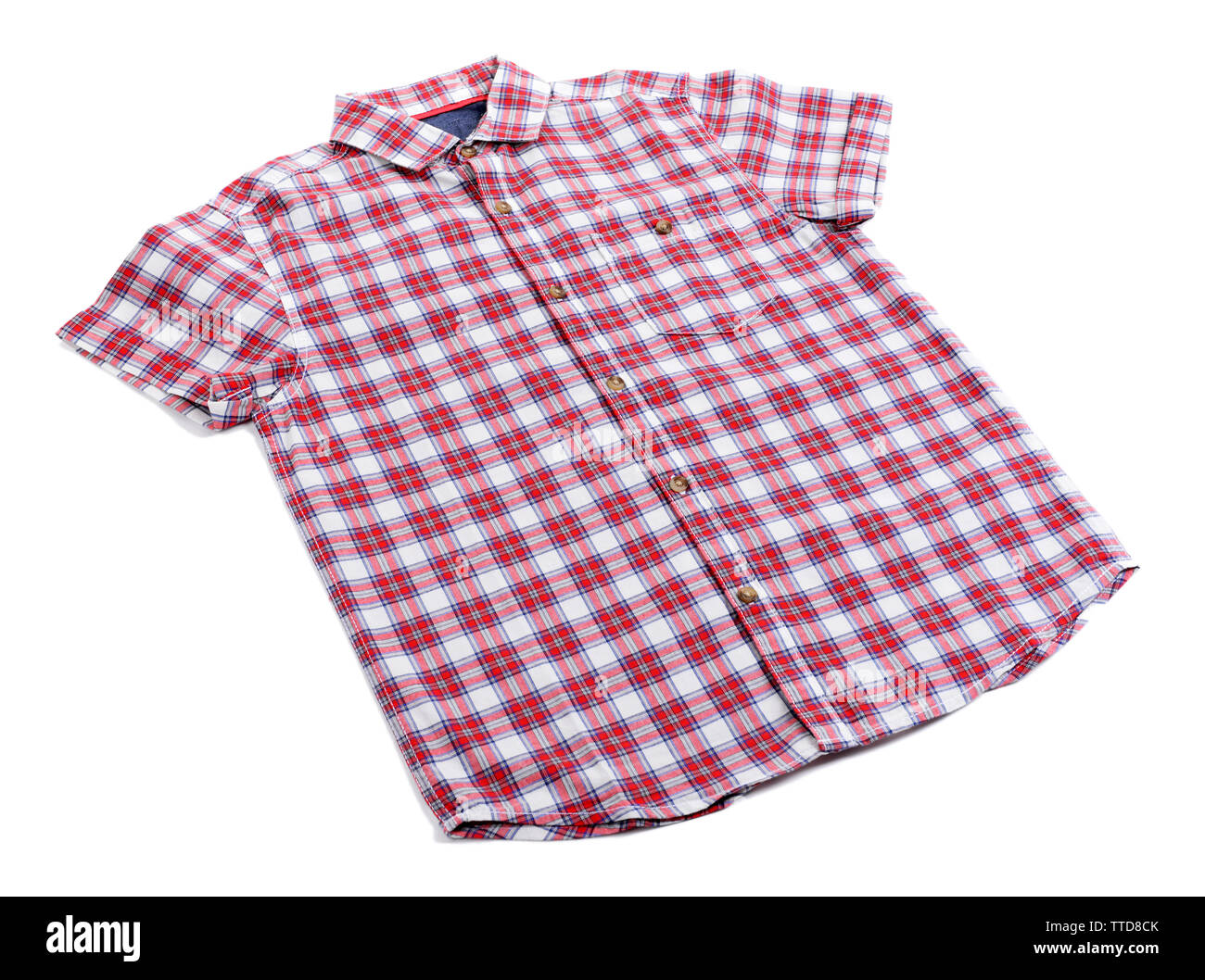 Red plaid shirt isolated on white background Stock Photo - Alamy